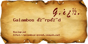 Galambos Árpád névjegykártya